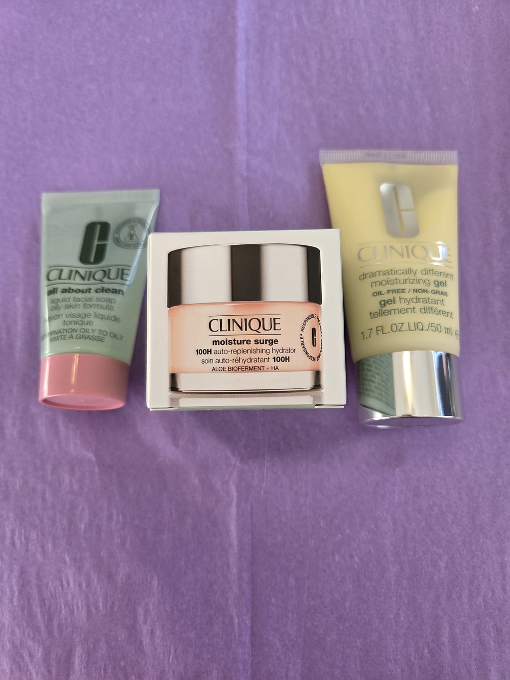 Clinique Trio Skincare Set with Pink Moisturizer and Yellow Gel